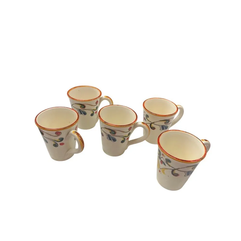 Sur La Table Italian handcrafted multi color ceramic 5 piece mug set SKU 9940